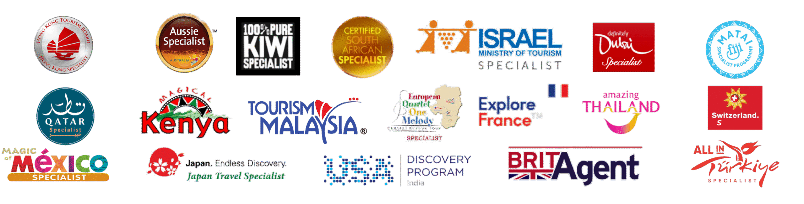 Official certifications from international tourism boards